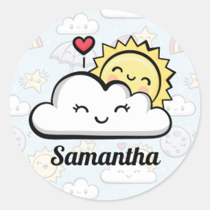 Sticker Rond Météo mignonne