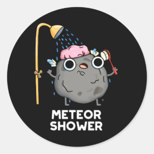 Sticker Rond Meteor Douche Funny Science Pun Dark BG
