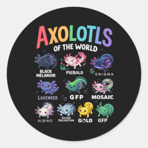Sticker Rond Mets Axolotls Du Monde Kawaii Axolotl Cute Art