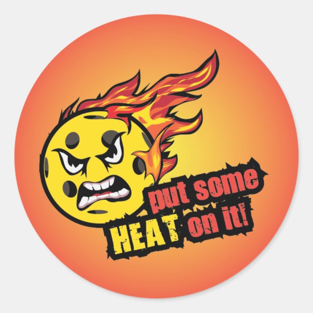 Sticker Rond Mettez De La Chaleur Sur Le Pickleball (Devant)