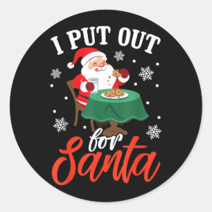 Sticker Rond Mettez un biscuit au lait pour le Père Noël Drôle