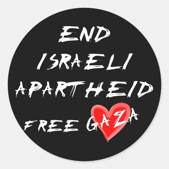 Sticker Rond Mettre fin à l'apartheid israélien Libérer Gaza (Devant)