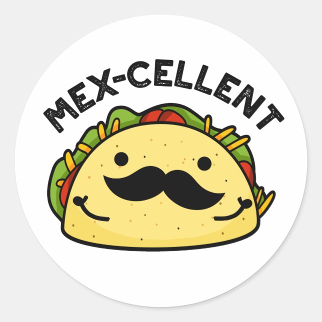 Sticker Rond Mex-violet drôle Excellent Pun Taco (Devant)