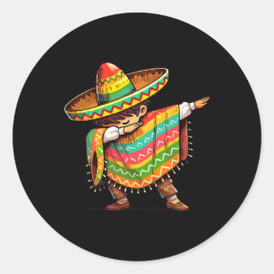 Sticker Rond Mexicain Garçon Dabbing Funny Cinco De Mayo