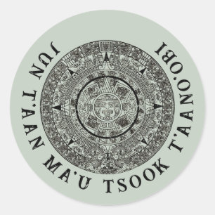 Sticker Rond Mexicaine Aztec Sun Stone Maya Calendrier 1