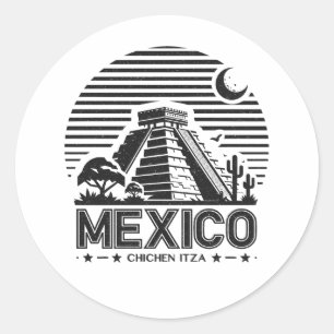 Sticker Rond Mexique Chichen Itza