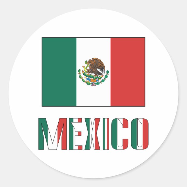 Sticker Rond Mexique et drapeau mexicain (Devant)