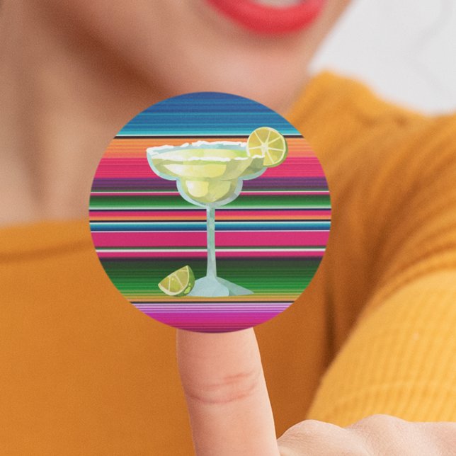 Sticker Rond Mexique Margarita Blanket Limes de sarape (Créateur téléchargé)