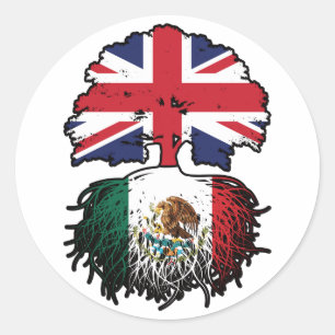 Sticker Rond Mexique Mexique Royaume-Uni drapeau des racines de