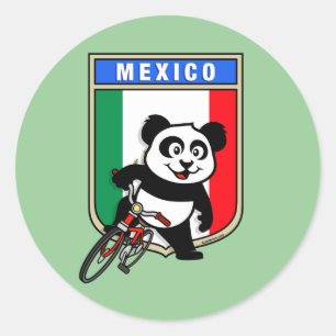 Sticker Rond Mexique Panda cycliste