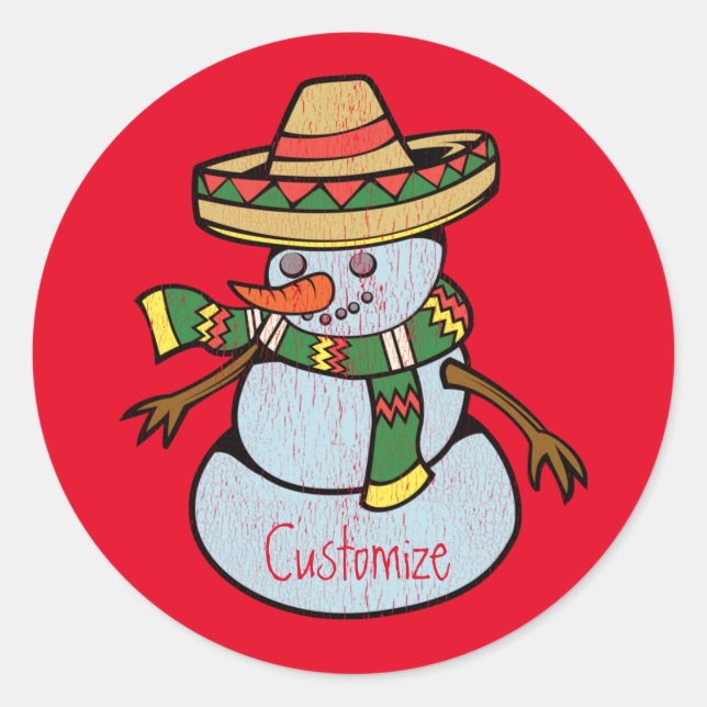 Sticker Rond Mexique Sombrero Père Noël Thunder_Cove (Devant)