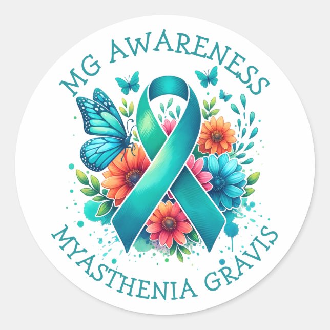 Sticker Rond MG Sensibilisation | Myasthenia Gravis Ribbon (Devant)