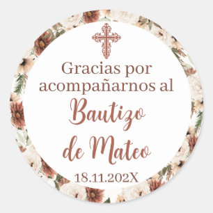 Sticker Rond Mi bautizo espagnol sticker, garçon baptism Classi