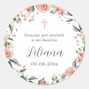 Sticker Rond Mi Bautizo Recuerdos Para Bautizo espagnol Baptême