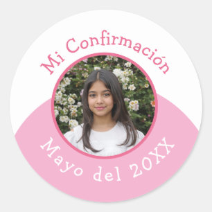 Sticker Rond Mi Confirmación con Foto y Fecha