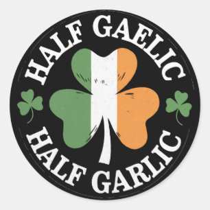 Sticker Rond Mi-Gaélique Mi-Ail Irlandais Italien St-Patrick