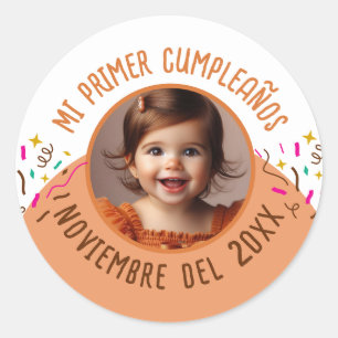 Sticker Rond Mi Primer Cumple Con Foto