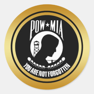 STICKER ROND MIA DE PRISONNIER DE GUERRE - CADRE D'OR