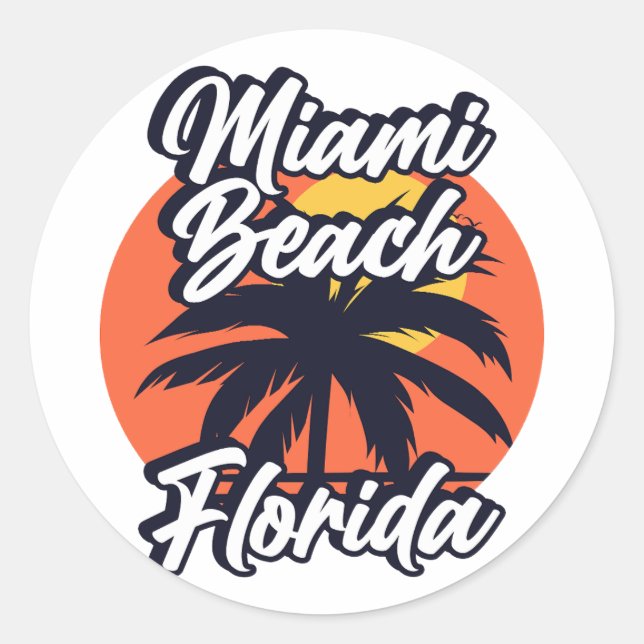 Sticker Rond Miami Beach, Floride (Devant)