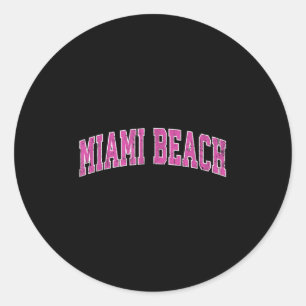 Sticker Rond Miami Beach Floride Fl Sport Vintage Design rose