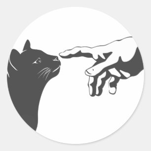 Sticker Rond Michelangelo Chat - Choisissez la couleur arrière 