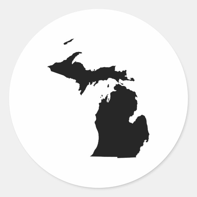 Sticker Rond Michigan en noir et blanc (Devant)