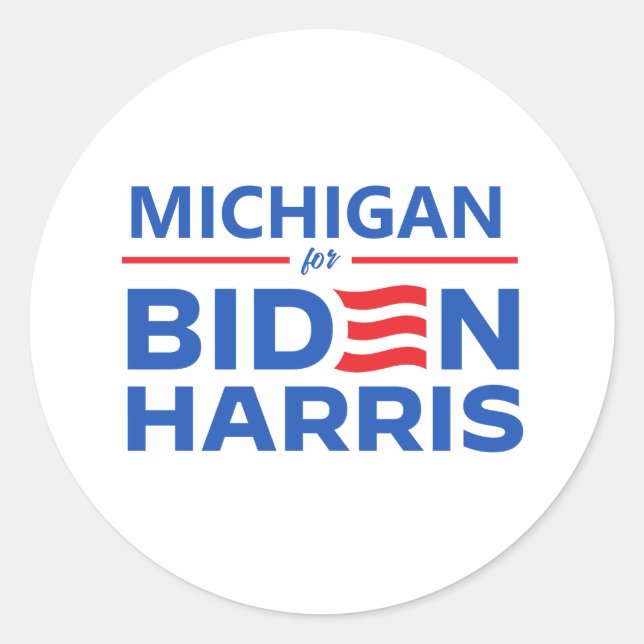Sticker Rond Michigan pour Biden Harris (Devant)