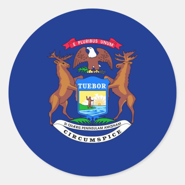 Sticker Rond Michigan State Flag Design (Devant)