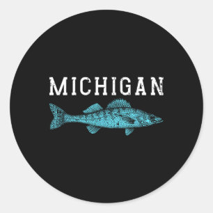 Sticker Rond Michigan Walleye Pêcheur Pêcheur Angler Midwest