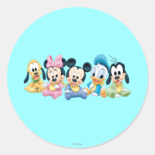 Sticker Rond Mickey bébé et amis