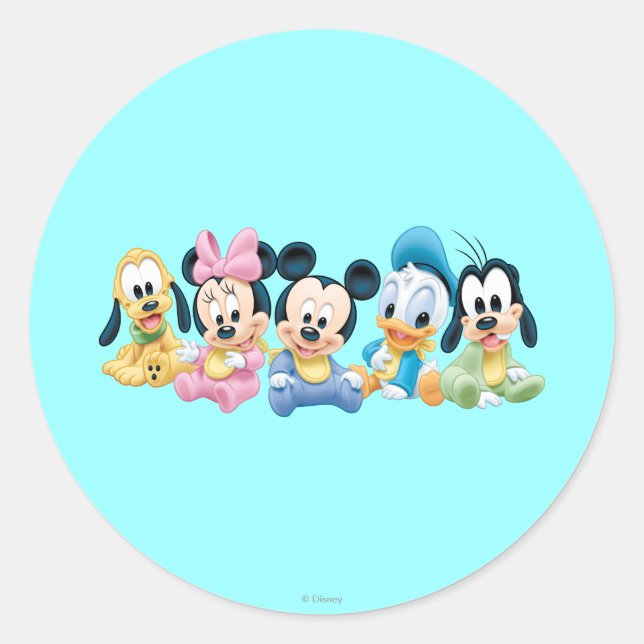 Sticker Rond Mickey bébé et amis (Devant)