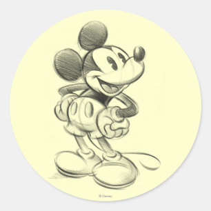 Sticker Rond Mickey classique   Croquis