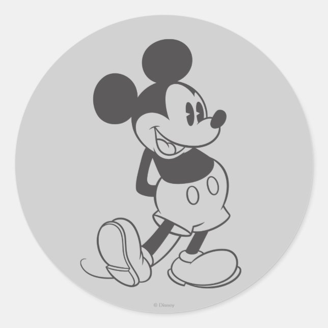 Sticker Rond Mickey classique | Noir et blanc (Devant)