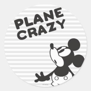Sticker Rond Mickey classique Plane fou