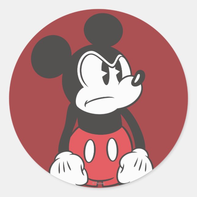 Sticker Rond Mickey classique | Pose en colère (Devant)