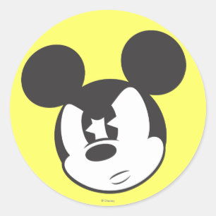 Sticker Rond Mickey classique   Tête en colère
