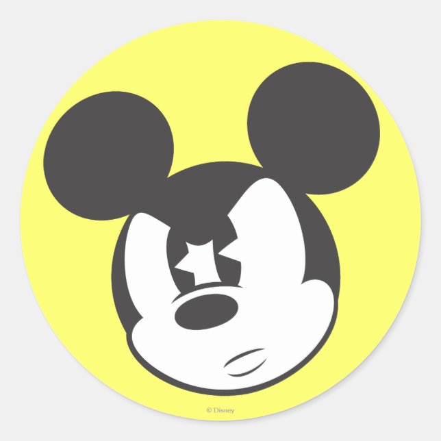 Sticker Rond Mickey classique | Tête en colère (Devant)