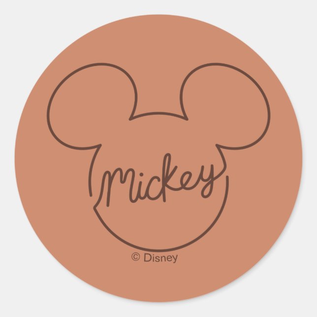 Sticker Rond Mickey Continuous Line Icon Name Graphic (Devant)
