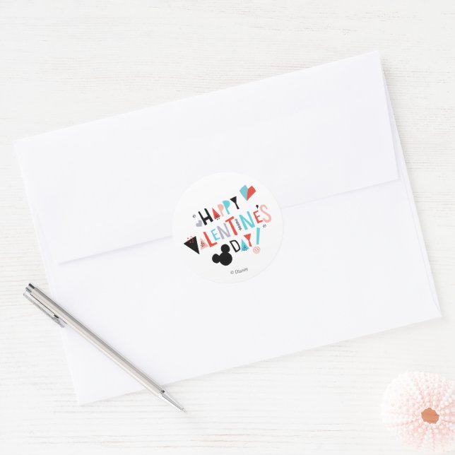 Sticker Rond Mickey coupe papier | HEUREUSE SAINTE-VALENTIN (Enveloppe)