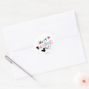 Sticker Rond Mickey découpé en papier Joyeuse Saint-Valentin