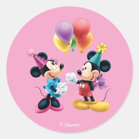 Sticker Rond Mickey Et Minnie Anniversaire Zazzle Ca