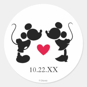 Sticker Rond Mickey et Minnie Mariage   Silhouette