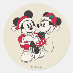 Sticker Rond Mickey et Minnie vintages Chaleureux et conforta