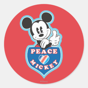 Sticker Rond Mickey férié Paix Amour
