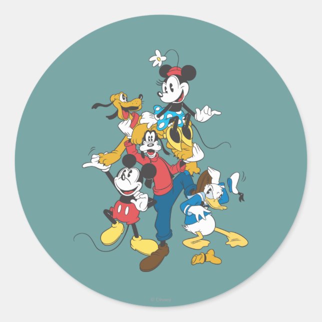 Sticker Rond Mickey & Friends | Groupe classique (Devant)