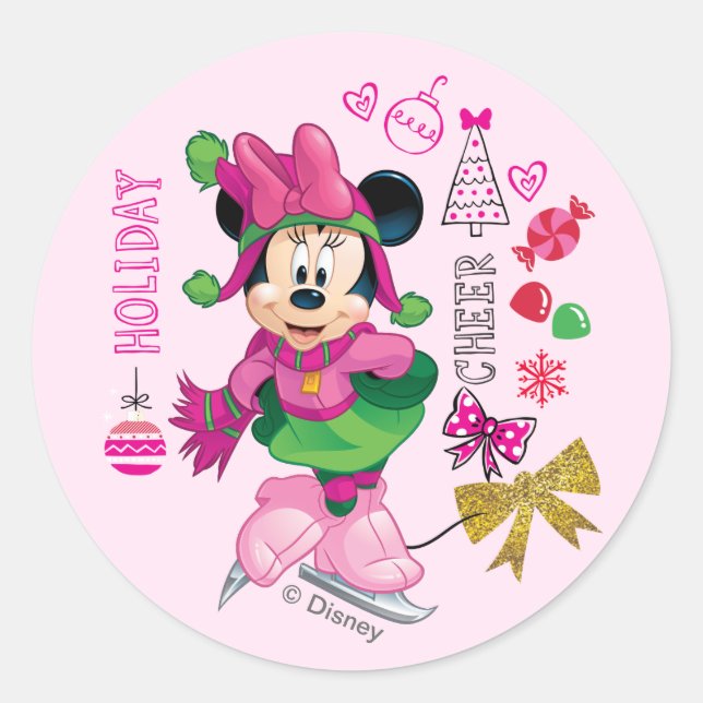 Sticker Rond Mickey & Friends | Minnie Holiday Cheer (Devant)