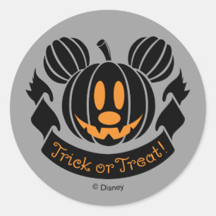 Sticker Rond Mickey Jack-o-Lantern Tricoter ou traiter