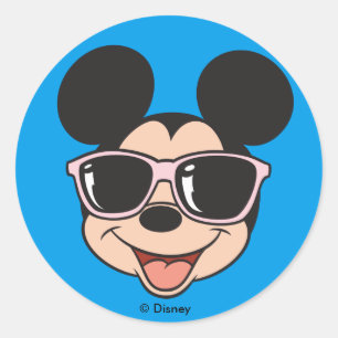 Sticker Rond Mickey Mickey Lunettes de soleil Sourire
