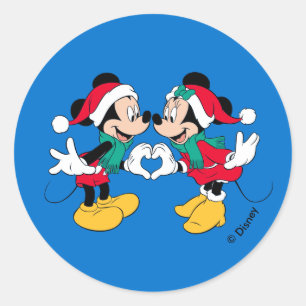 Sticker Rond Mickey & Minnie Amour de Noël
