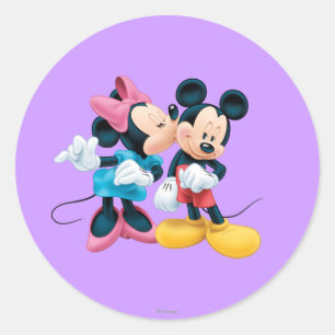 Sticker Rond Mickey & Minnie   Baiser sur la joue